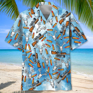 Funny Deer Hunting Blue Hawaiian Shirt