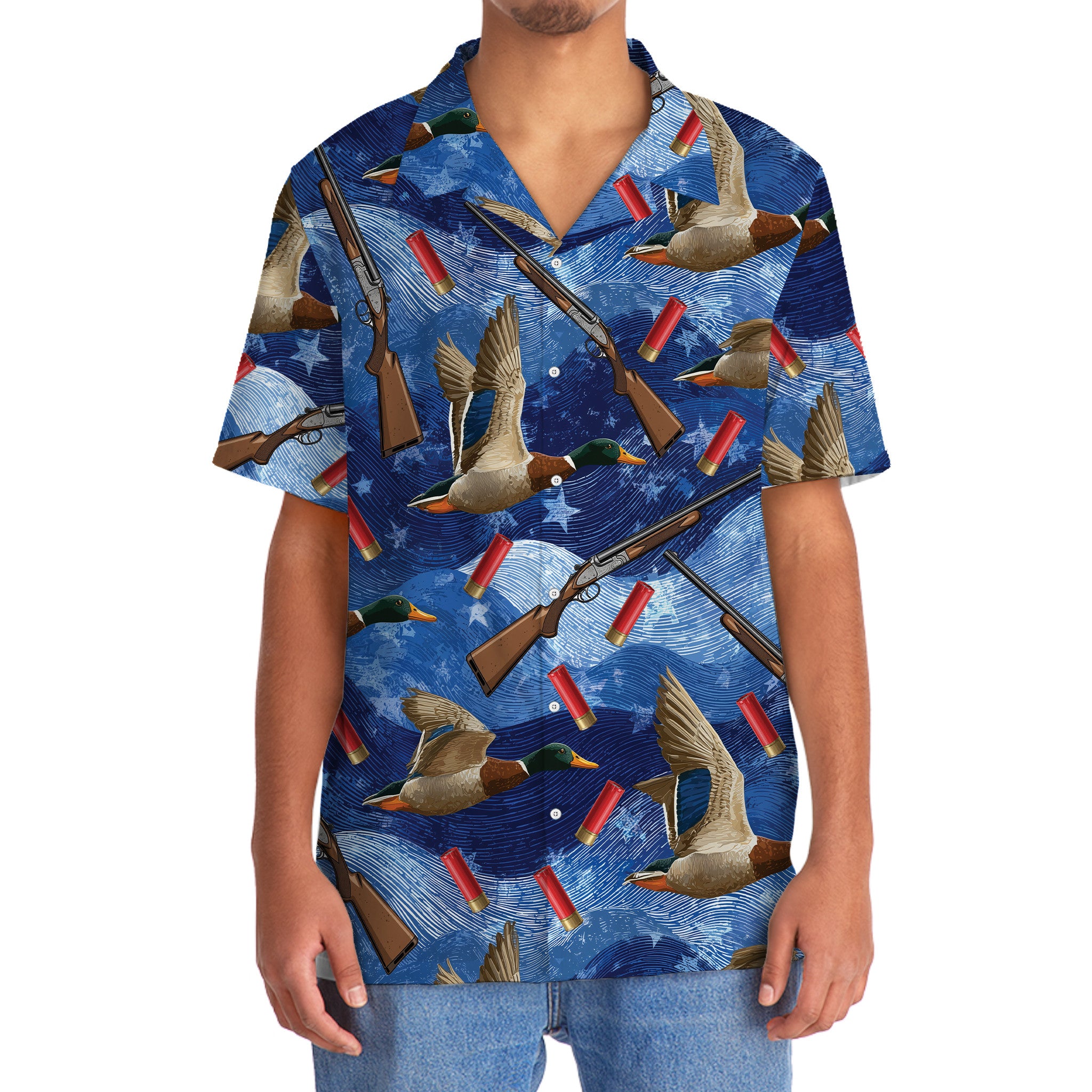 Blue Duck Hunting Hawaiian Shirt