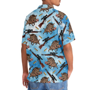 Hog Hunting Blue Hawaiian Shirt