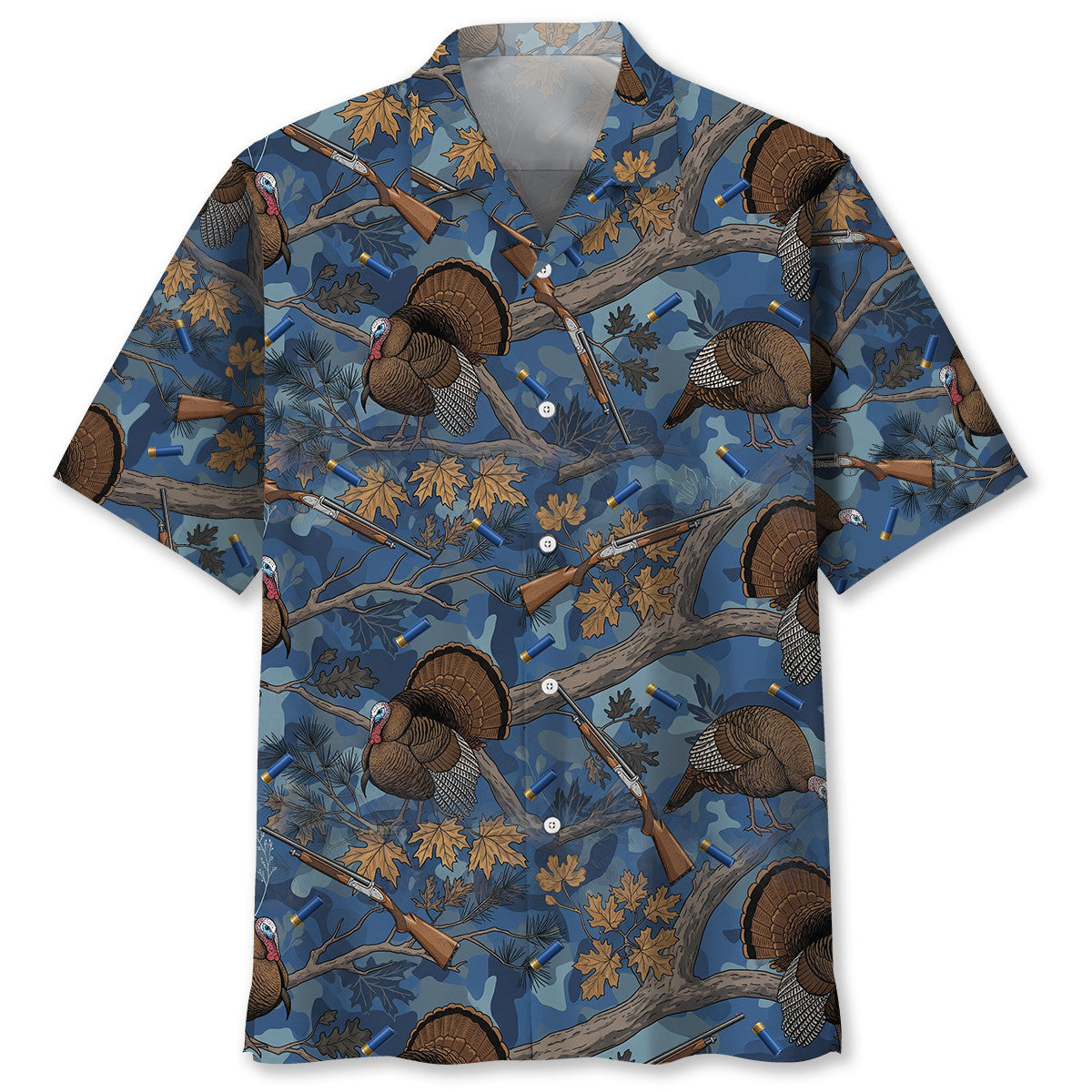 Blue Wild Turkey Hunting Hawaiian Shirt