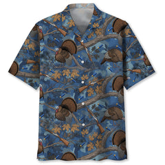 Blue Wild Turkey Hunting Hawaiian Shirt