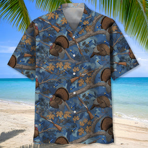 Blue Wild Turkey Hunting Hawaiian Shirt