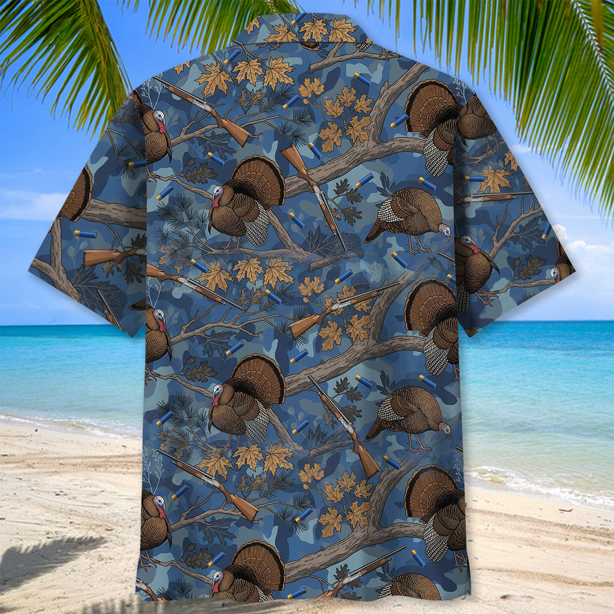 Blue Wild Turkey Hunting Hawaiian Shirt