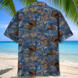 Blue Wild Turkey Hunting Hawaiian Shirt