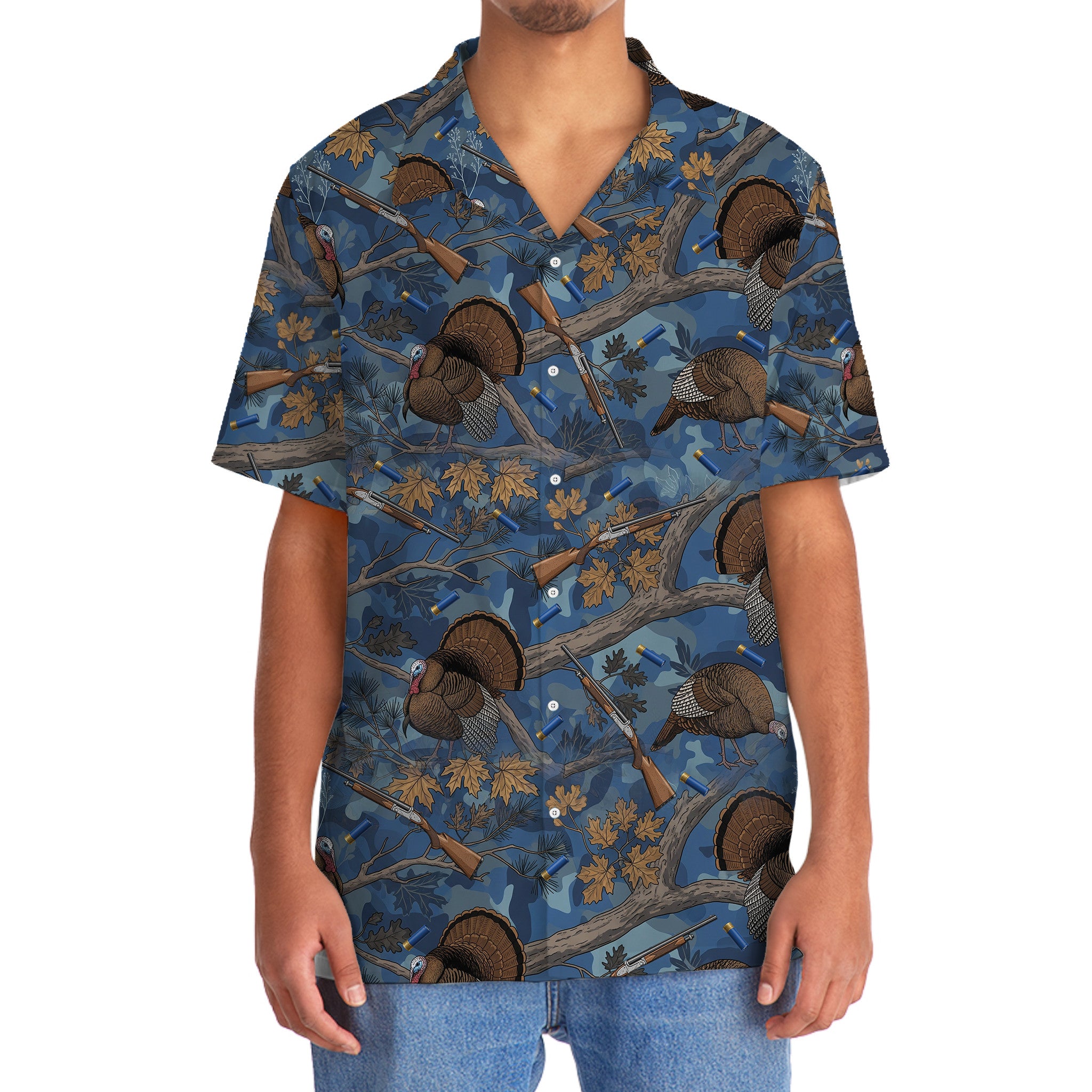 Blue Wild Turkey Hunting Hawaiian Shirt