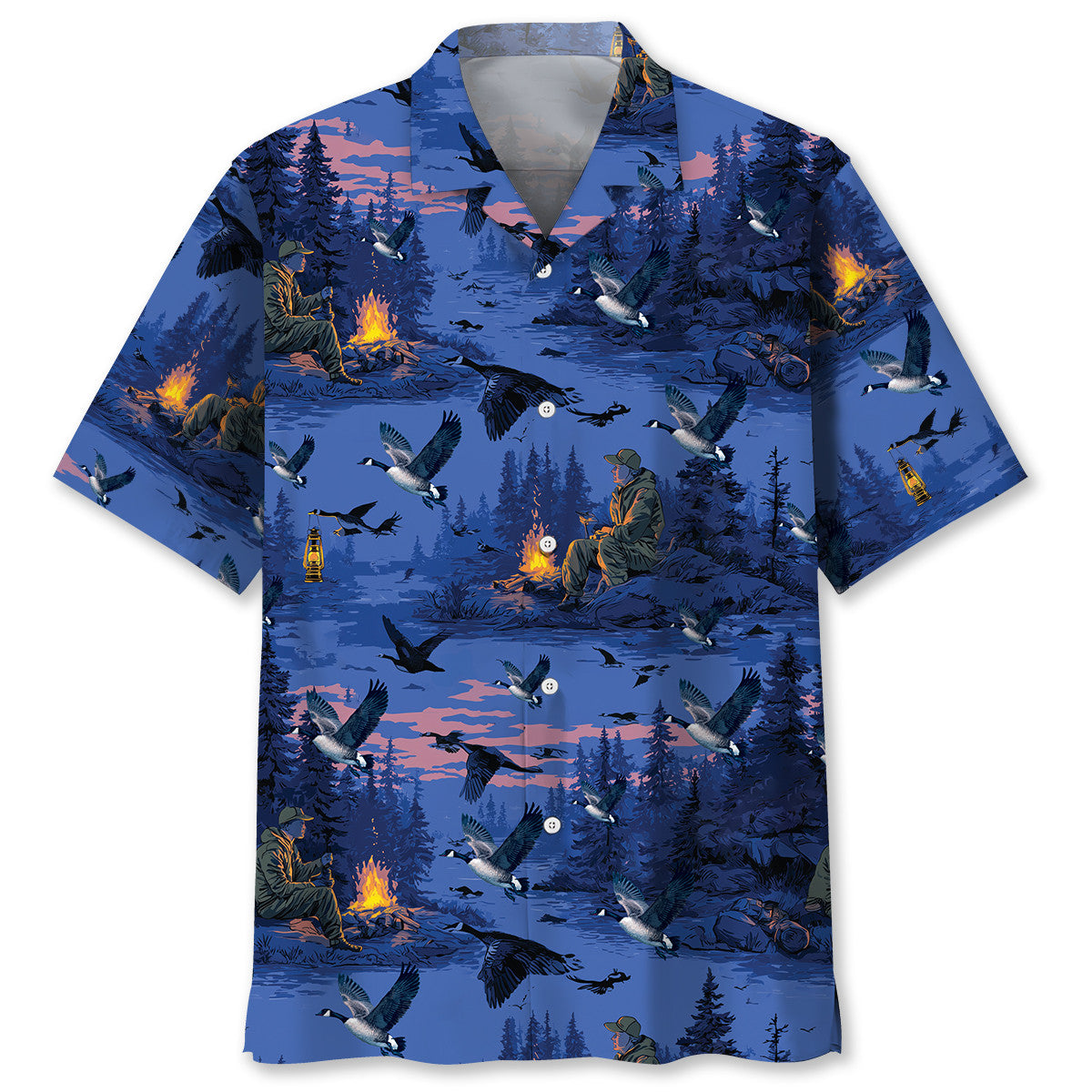 Blue Goose Hunting Hawaiian Shirt