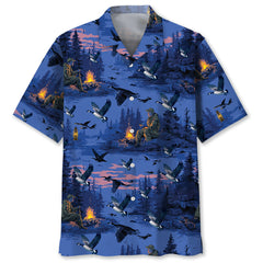 Blue Goose Hunting Hawaiian Shirt
