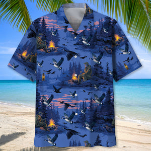 Blue Goose Hunting Hawaiian Shirt