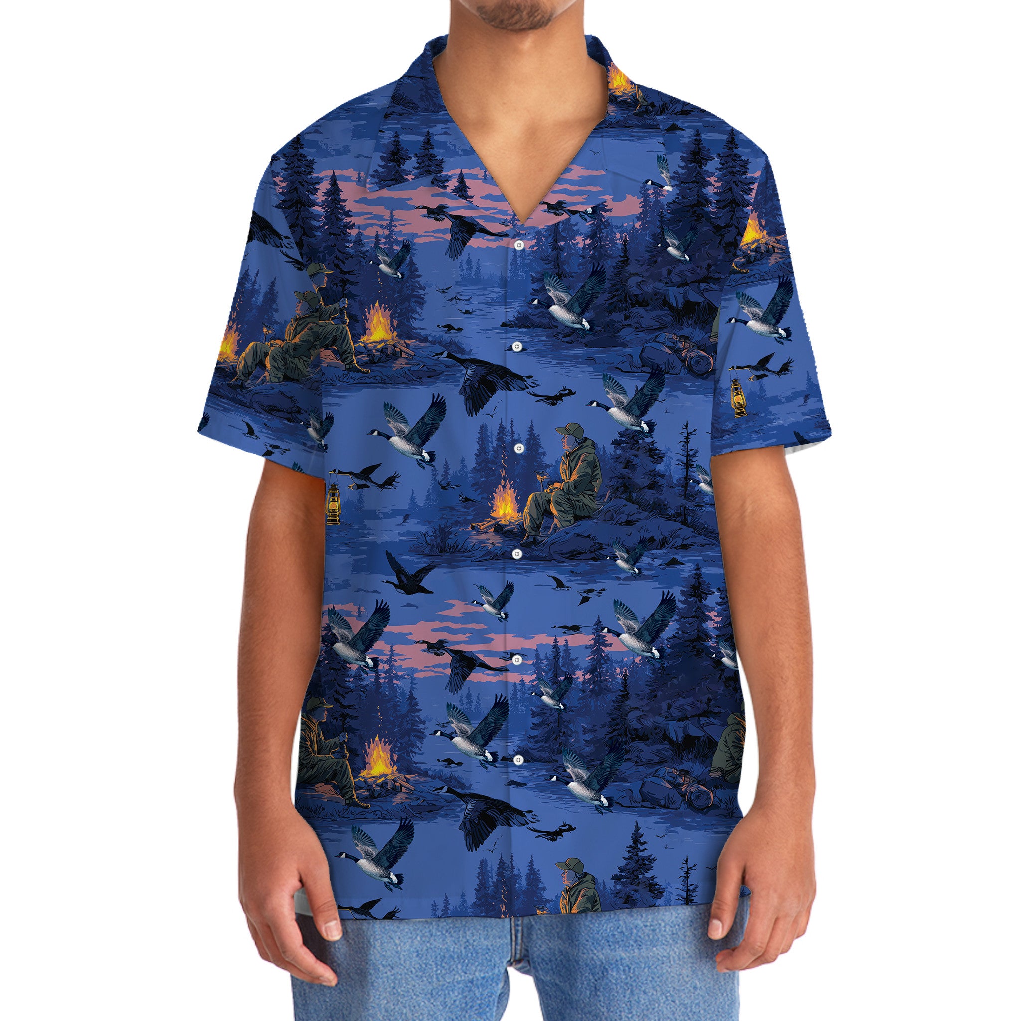 Blue Goose Hunting Hawaiian Shirt