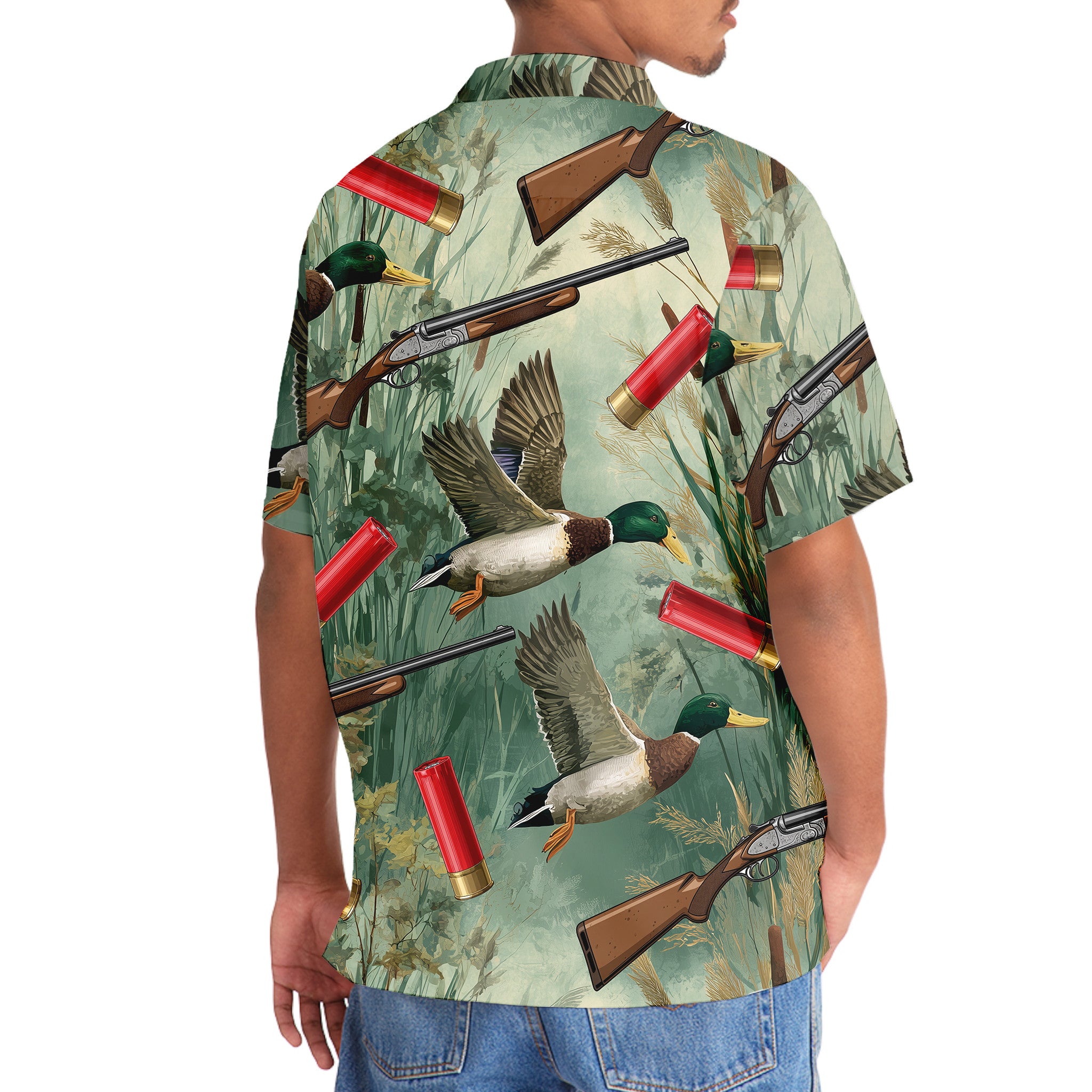 Green Duck Hunting Hawaiian Shirt