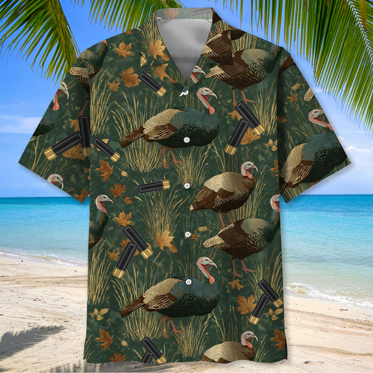 Green Wild Turkey Hunting Hawaiian Shirt