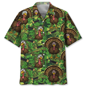 Funny Wild Turkey Hunting Hawaiian Shirt