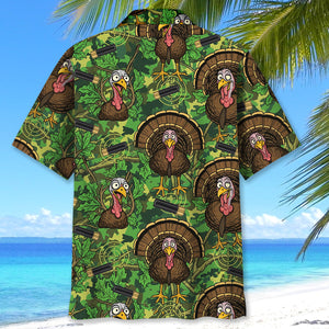Funny Wild Turkey Hunting Hawaiian Shirt
