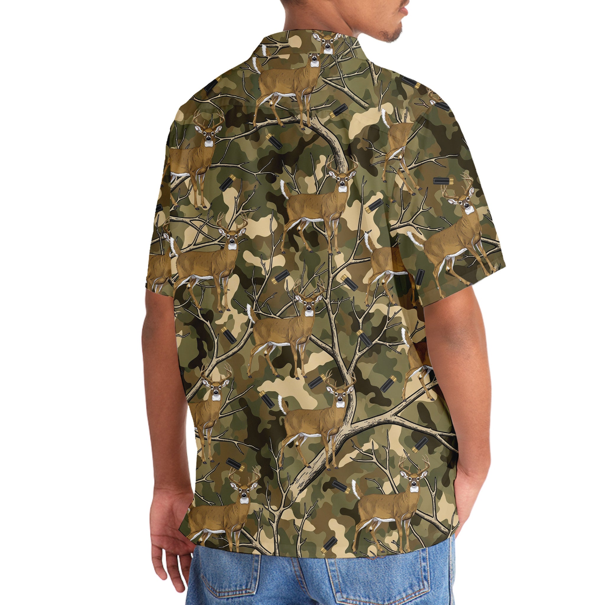 Camouflage White-tailed Deer Hunting Hawaiian Shirt