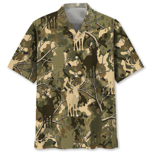 Camouflage Deer Hunting Hawaiian Shirt