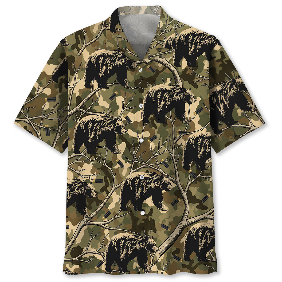 Camouflage Black Bear Hunting Hawaiian Shirt
