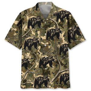 Camouflage Black Bear Hunting Hawaiian Shirt