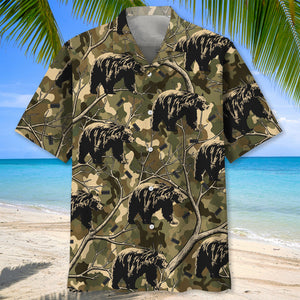 Camouflage Black Bear Hunting Hawaiian Shirt
