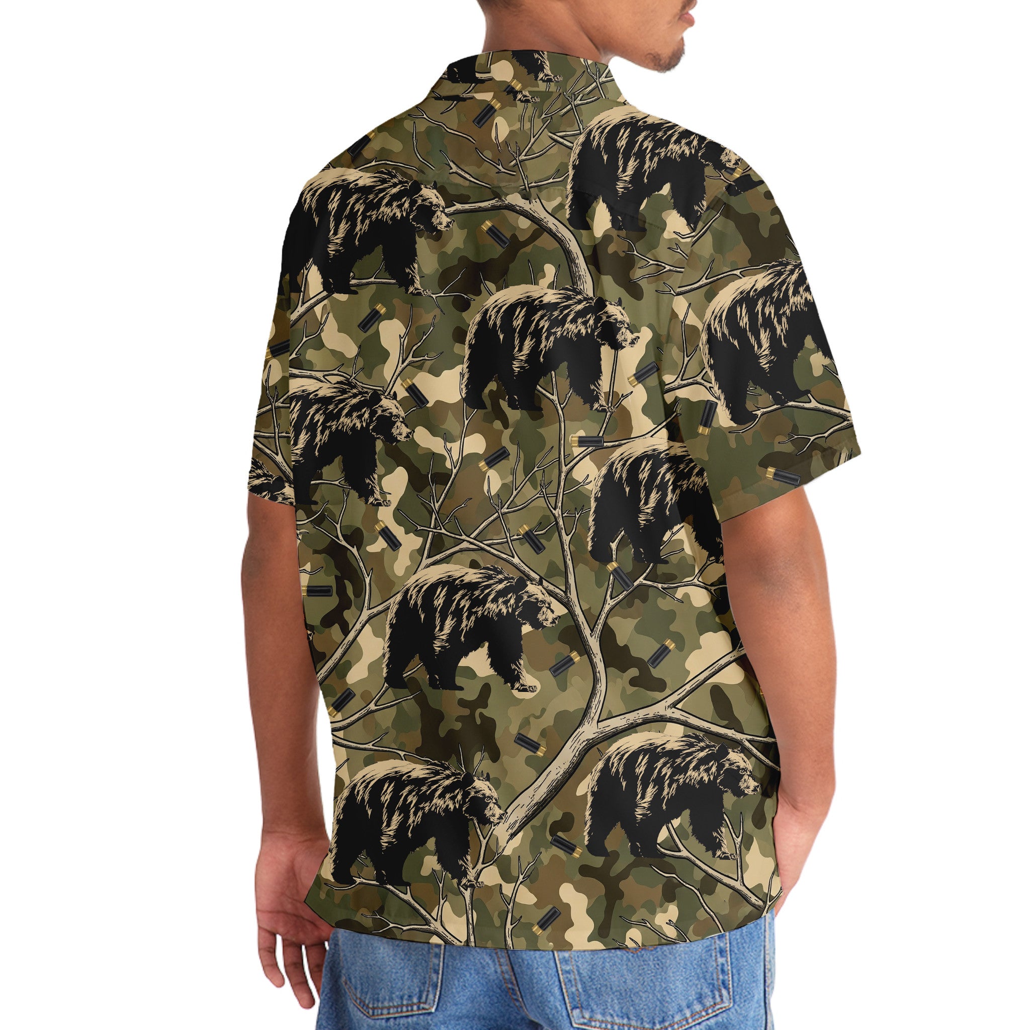 Camouflage Black Bear Hunting Hawaiian Shirt