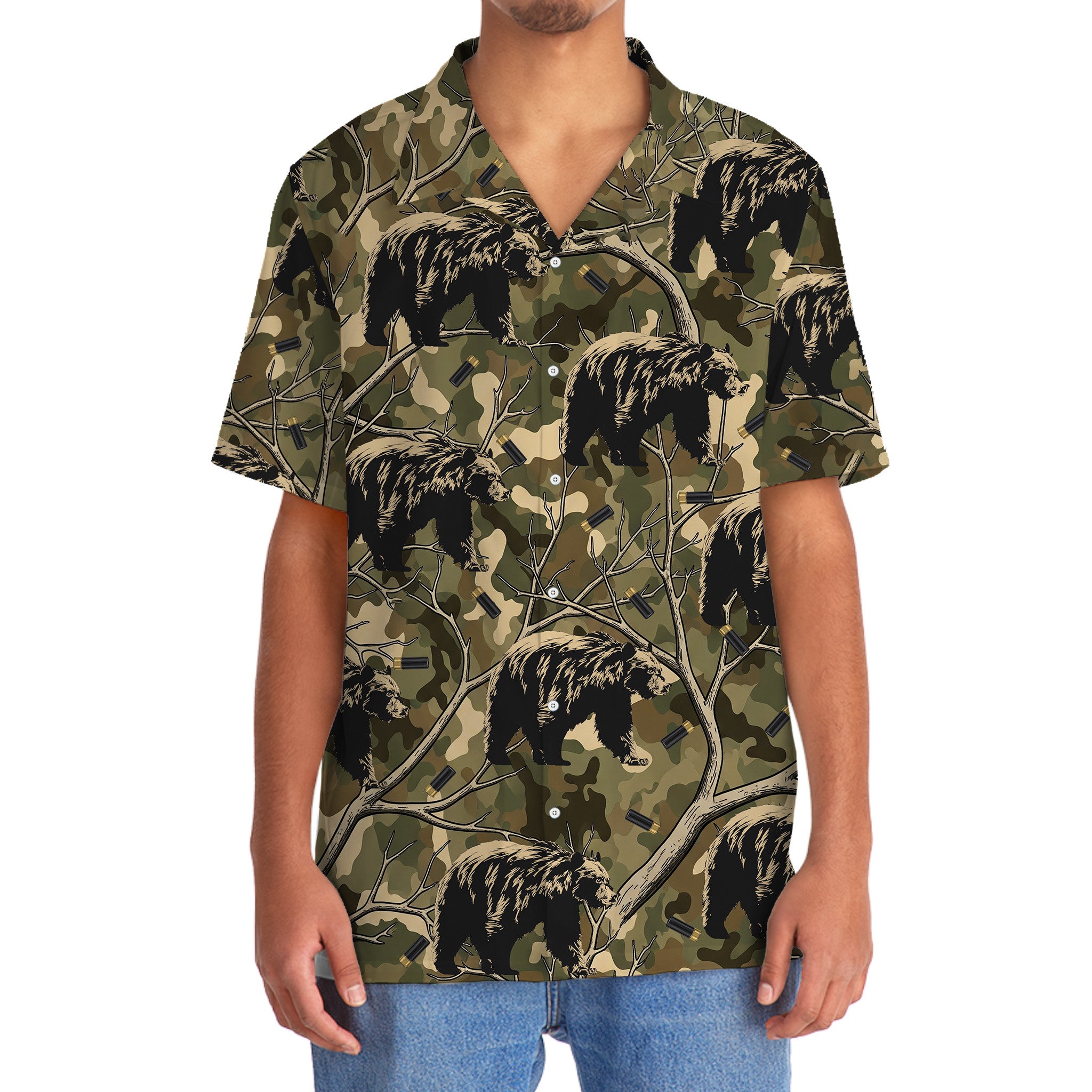 Camouflage Black Bear Hunting Hawaiian Shirt