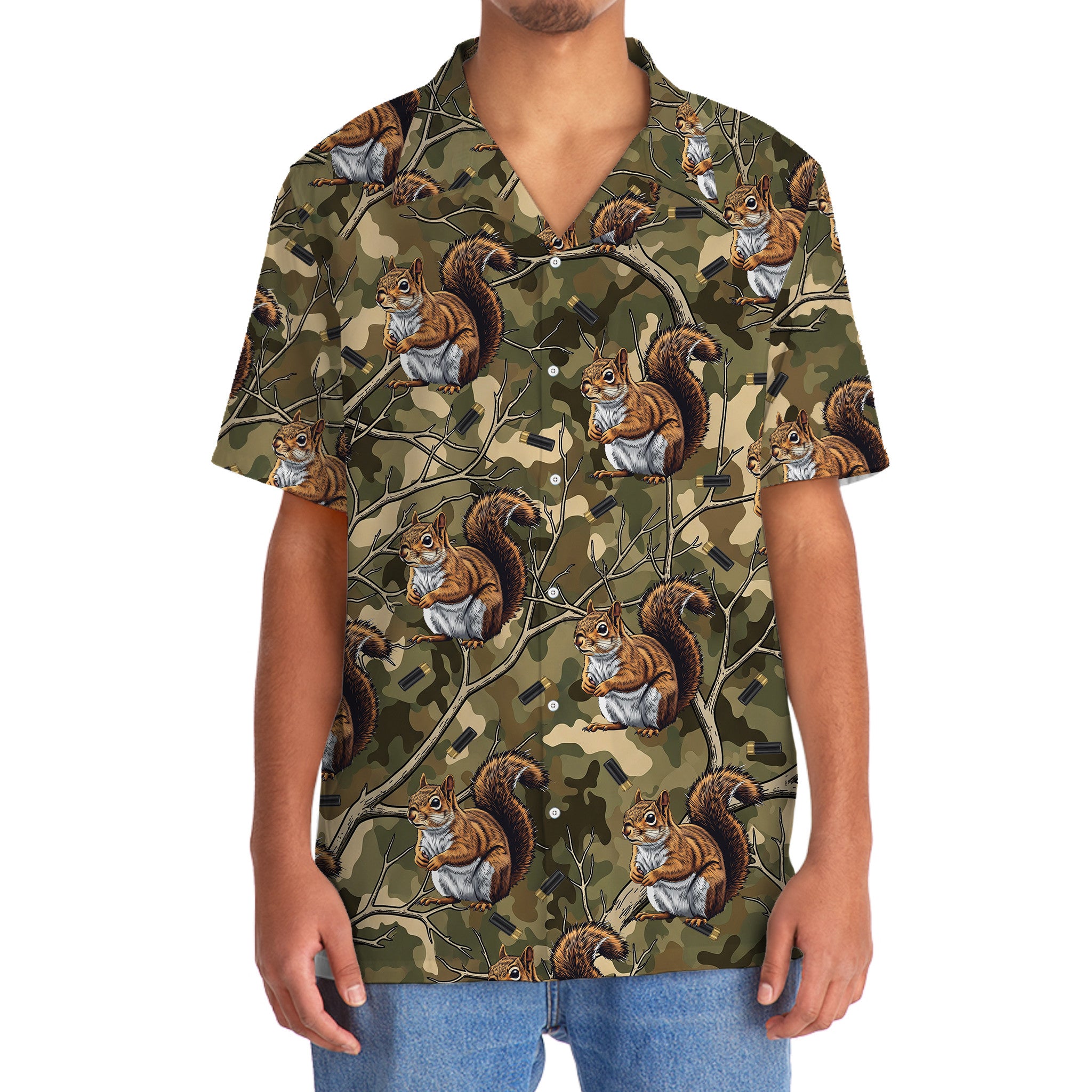 Camouflage Squirrel Hunting Hawaiian Shirt