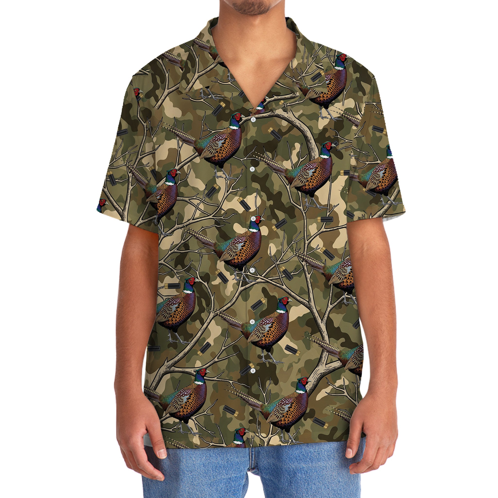 Camouflage Pheasant Hunting Hawaiian Shirt