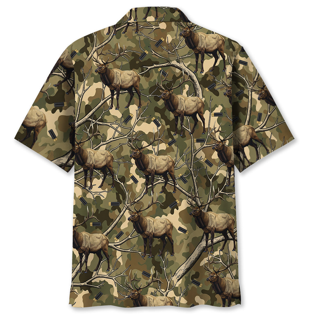 Camouflage Elk Hunting Hawaiian Shirt