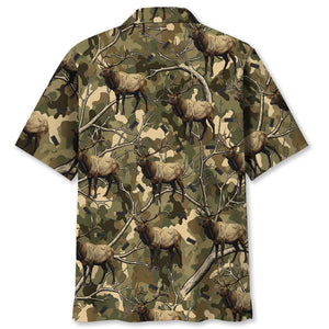 Camouflage Elk Hunting Hawaiian Shirt