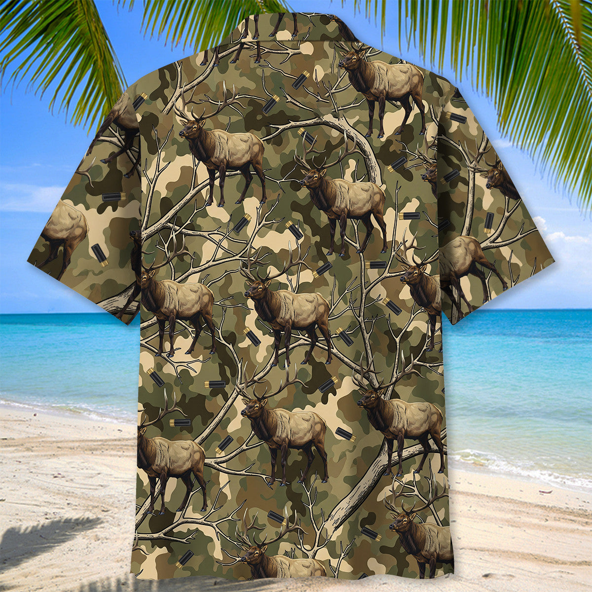 Camouflage Elk Hunting Hawaiian Shirt