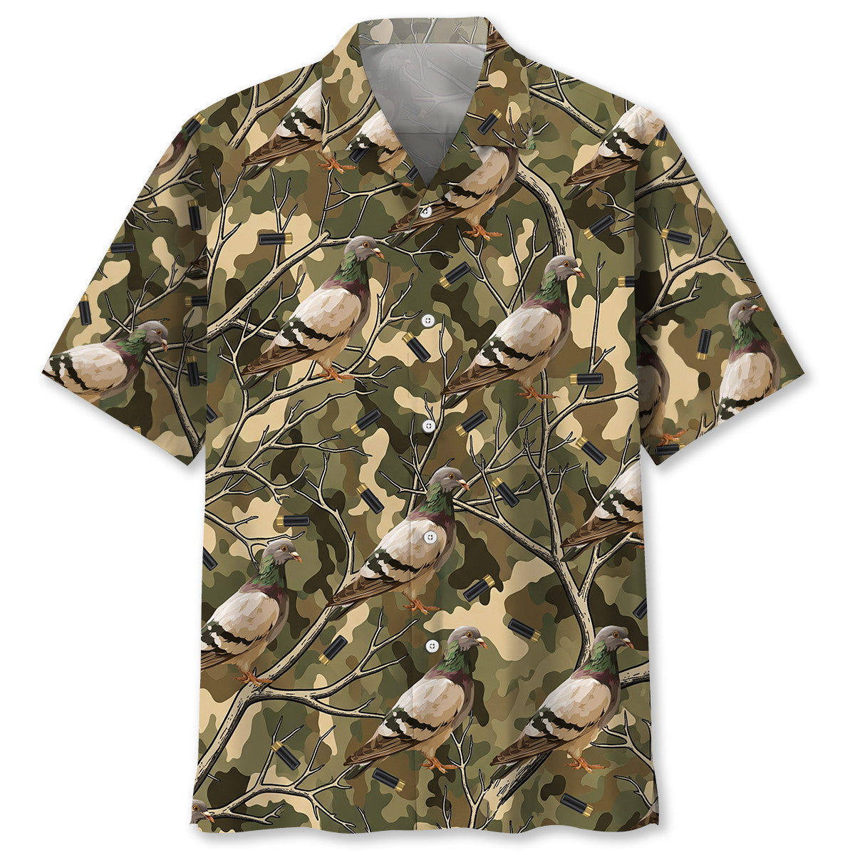 Camouflage Wood Pigeon Hunting Hawaiian Shirt