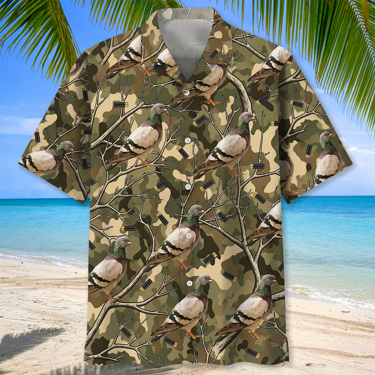 Camouflage Wood Pigeon Hunting Hawaiian Shirt