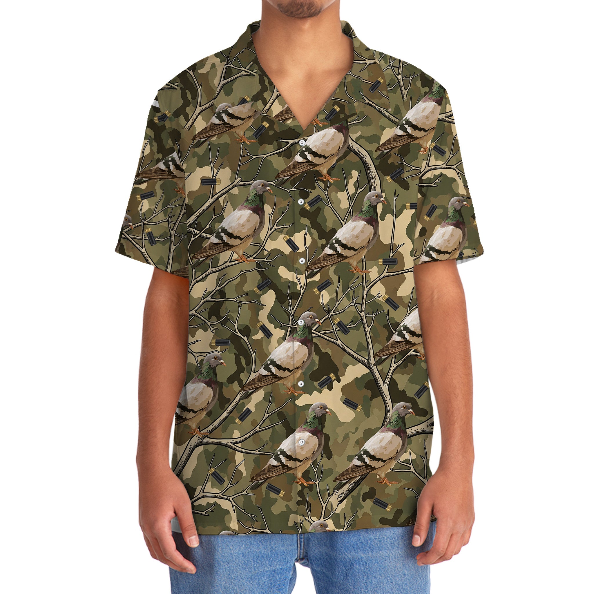 Camouflage Wood Pigeon Hunting Hawaiian Shirt