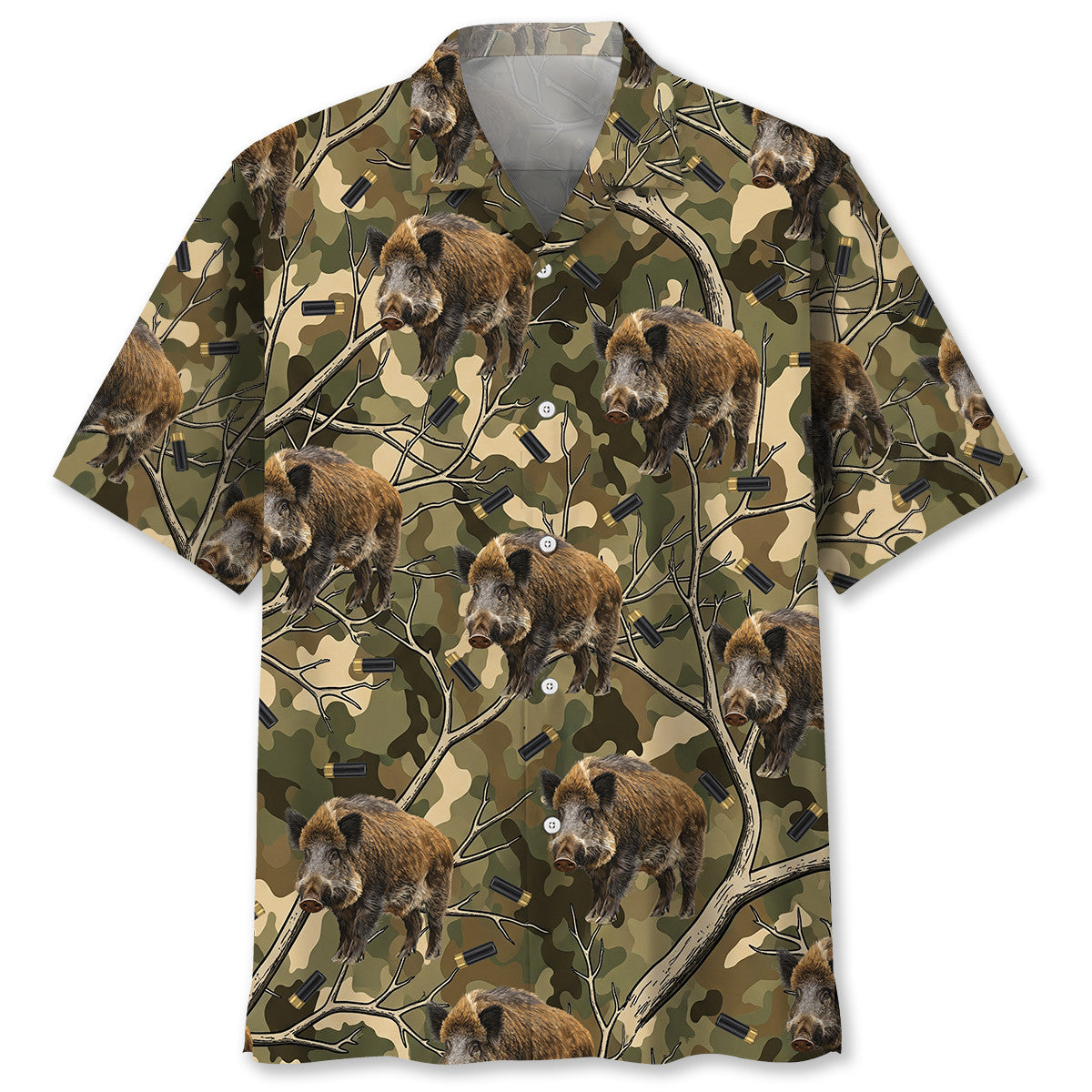 Camouflage Wild Boar Hunting Hawaiian Shirt