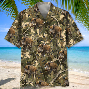 Camouflage Wild Boar Hunting Hawaiian Shirt