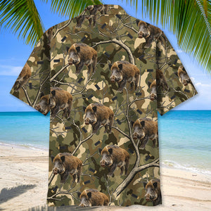 Camouflage Wild Boar Hunting Hawaiian Shirt