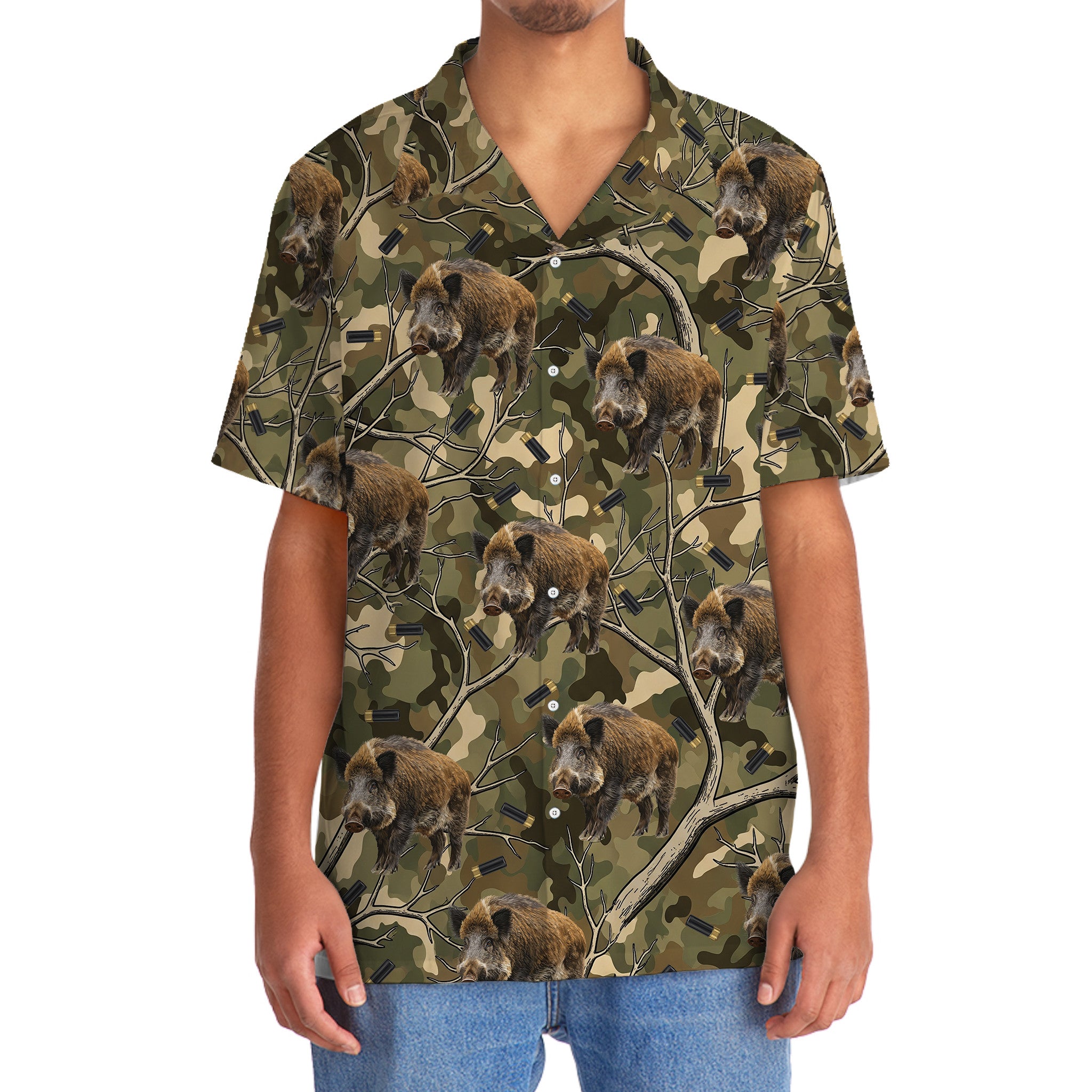 Camouflage Wild Boar Hunting Hawaiian Shirt