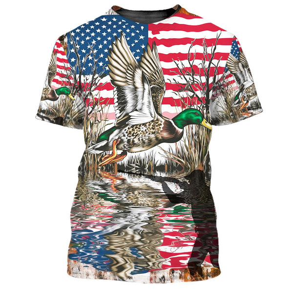 America Mallard Duck Hunting Camo All Over Print Shirt