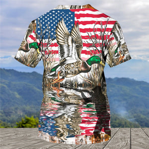 America Mallard Duck Hunting Camo All Over Print Shirt