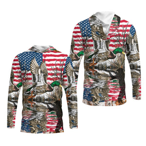 America Mallard Duck Hunting Camo All Over Print Shirt