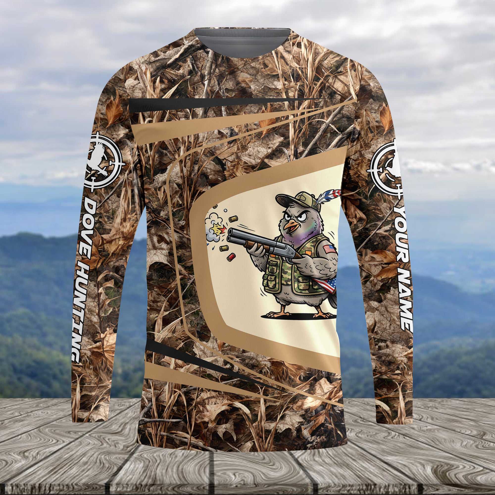 Custom Name Funny Dove Field Camo Art All Over Print Shirt