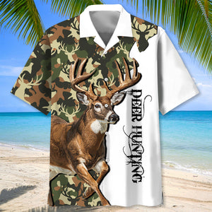 White Camo Deer Hunting Hawaiian Shirt
