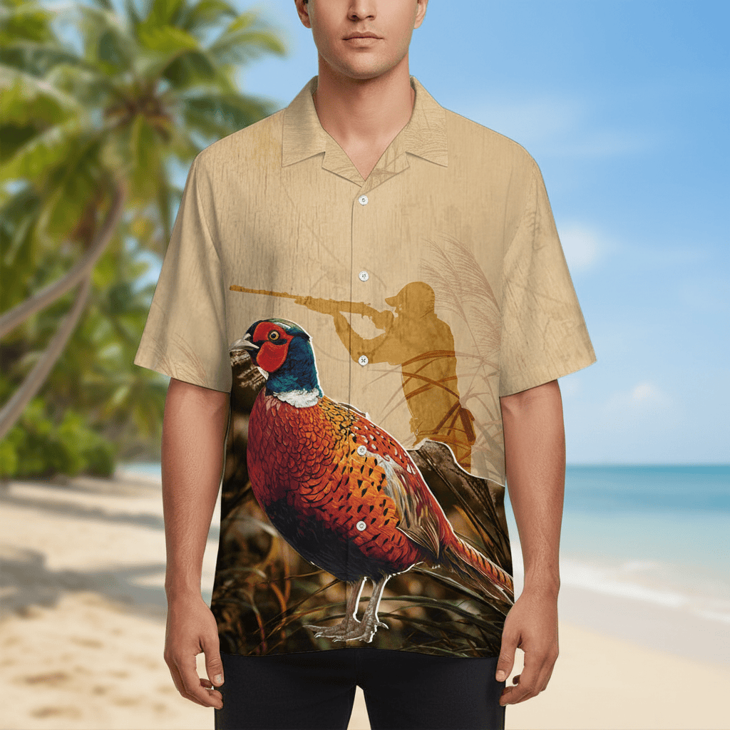 Vintage Pheasant Hunting Camo Hawaiian Shirt