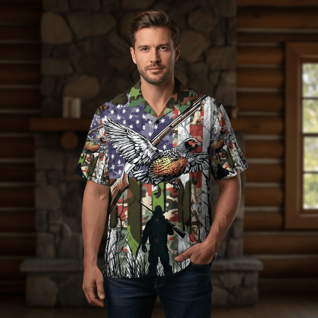 America Quail Hunting Graphic Hawaiian Shirt