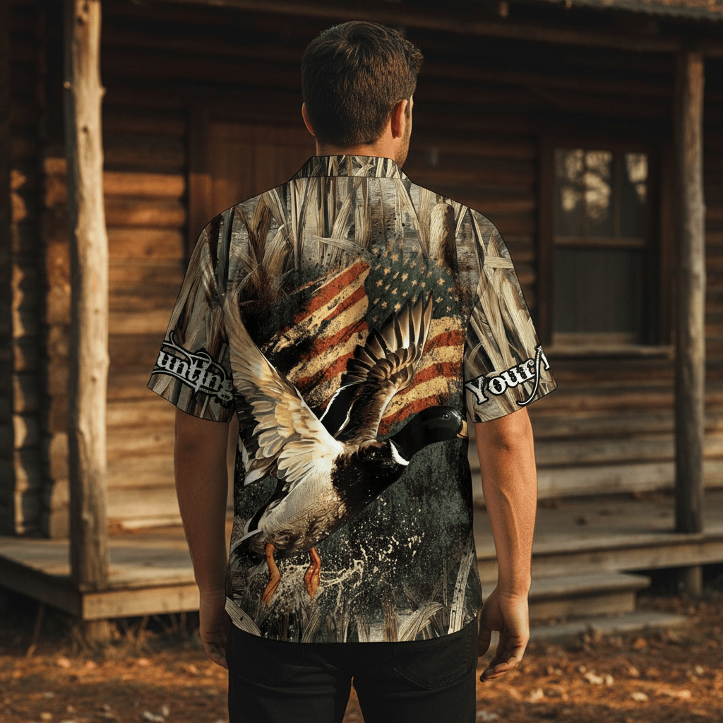 Custom Name America Duck Hunting Hawaiian Shirt