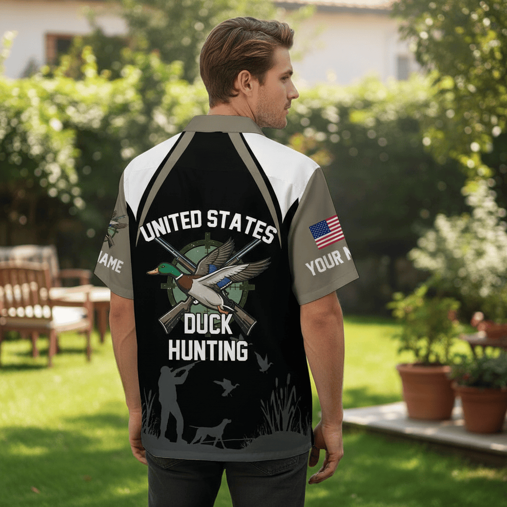 Custom Name United States Duck Hunting Hawaiian Shirt