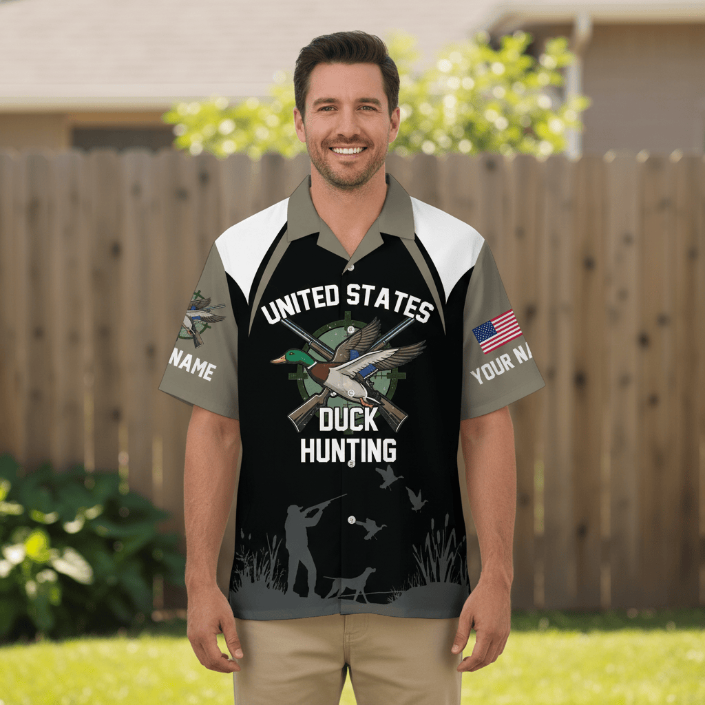Custom Name United States Duck Hunting Hawaiian Shirt