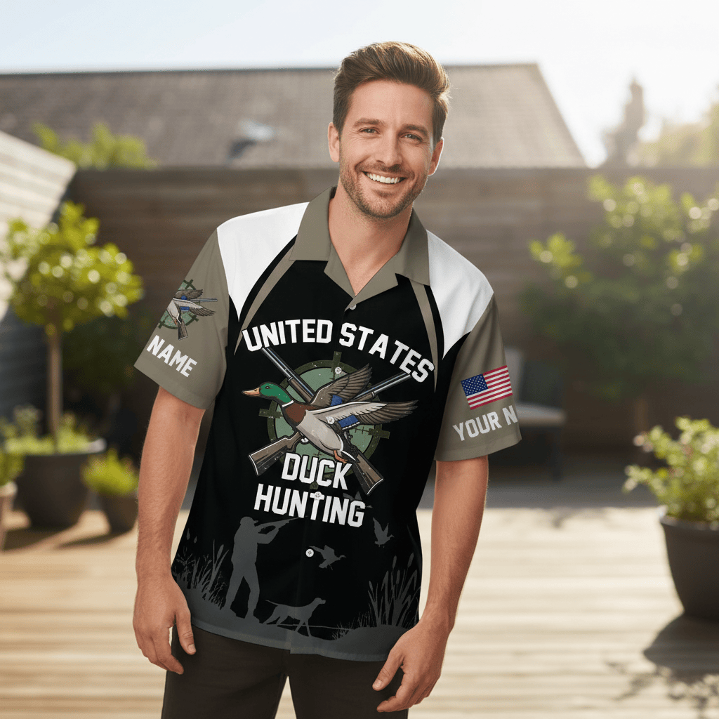 Custom Name United States Duck Hunting Hawaiian Shirt