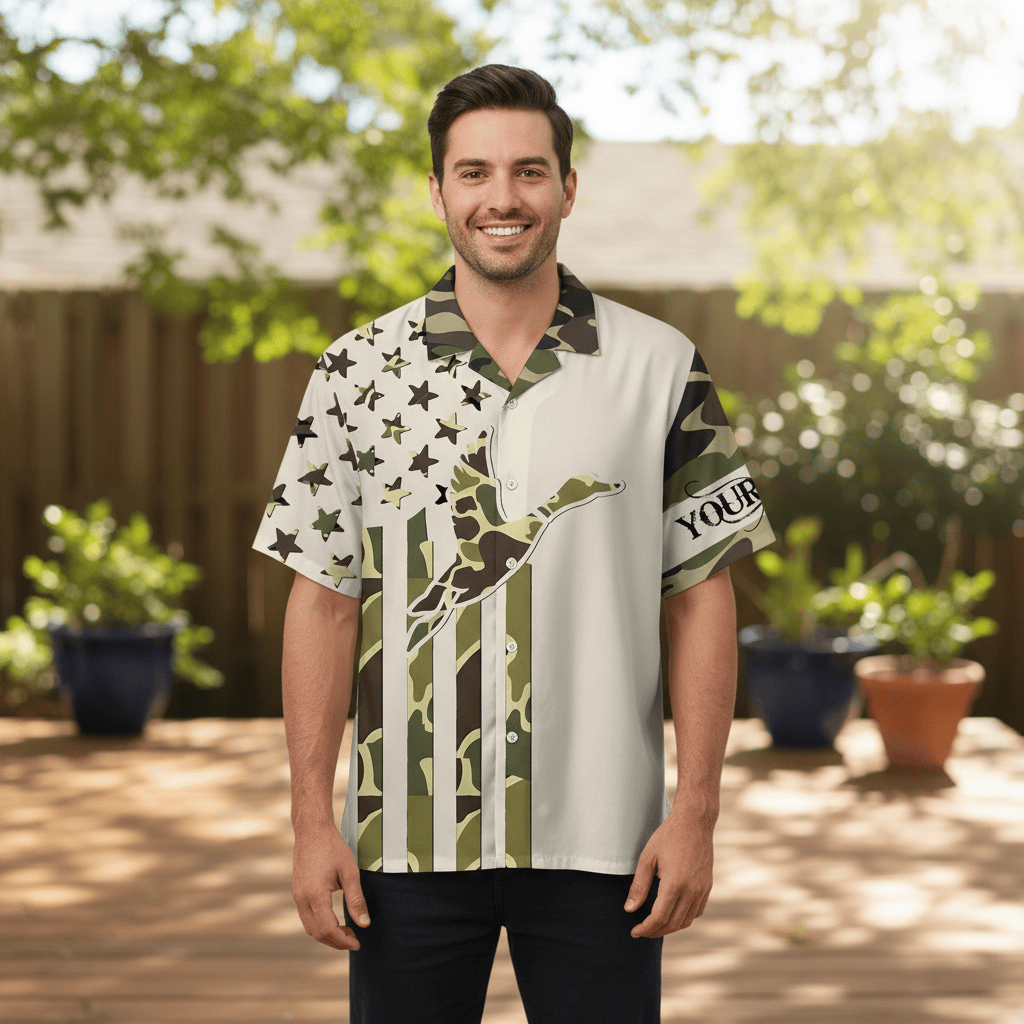 Custom Name Custom Duck Hunting Camo Hawaiian Shirt