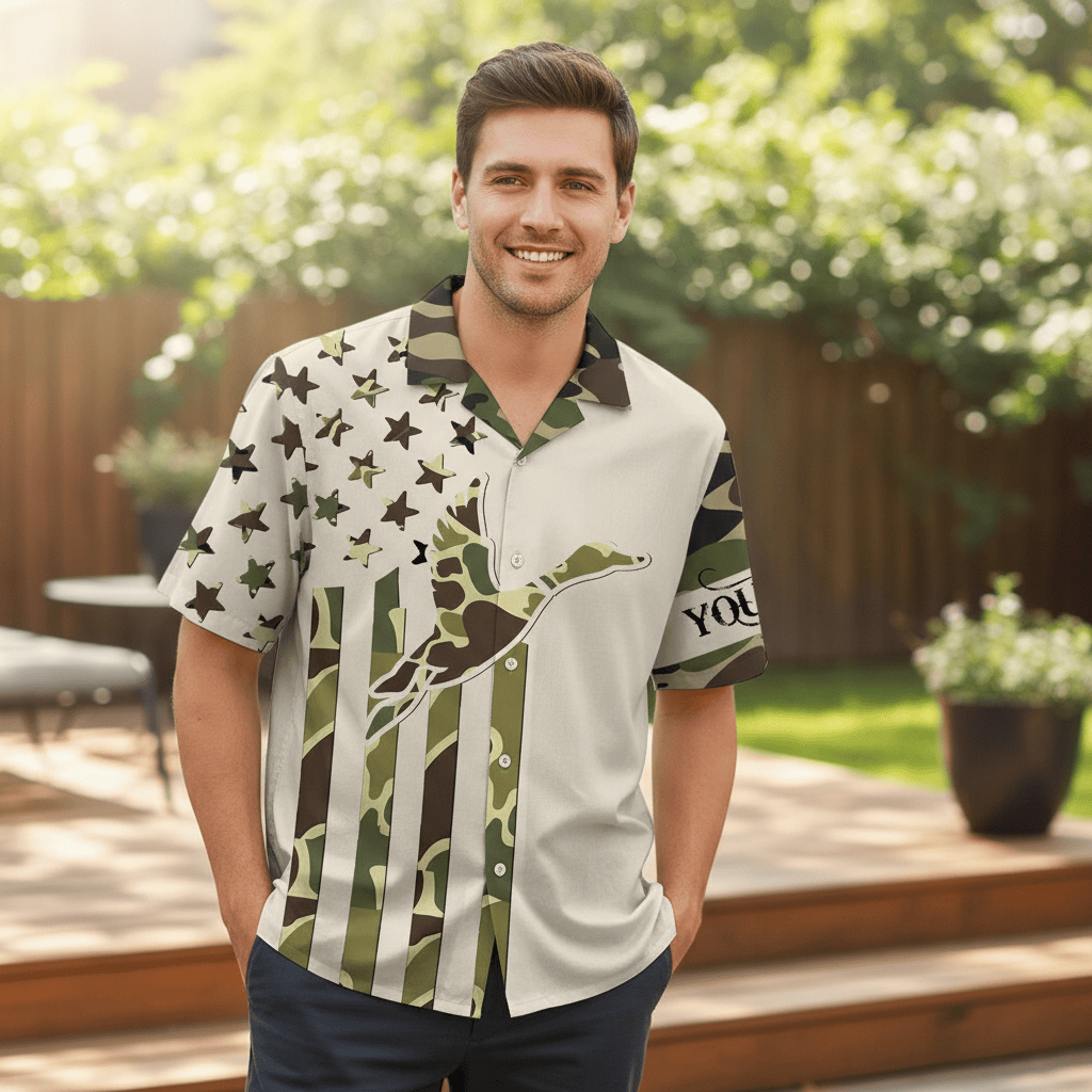 Custom Name Custom Duck Hunting Camo Hawaiian Shirt