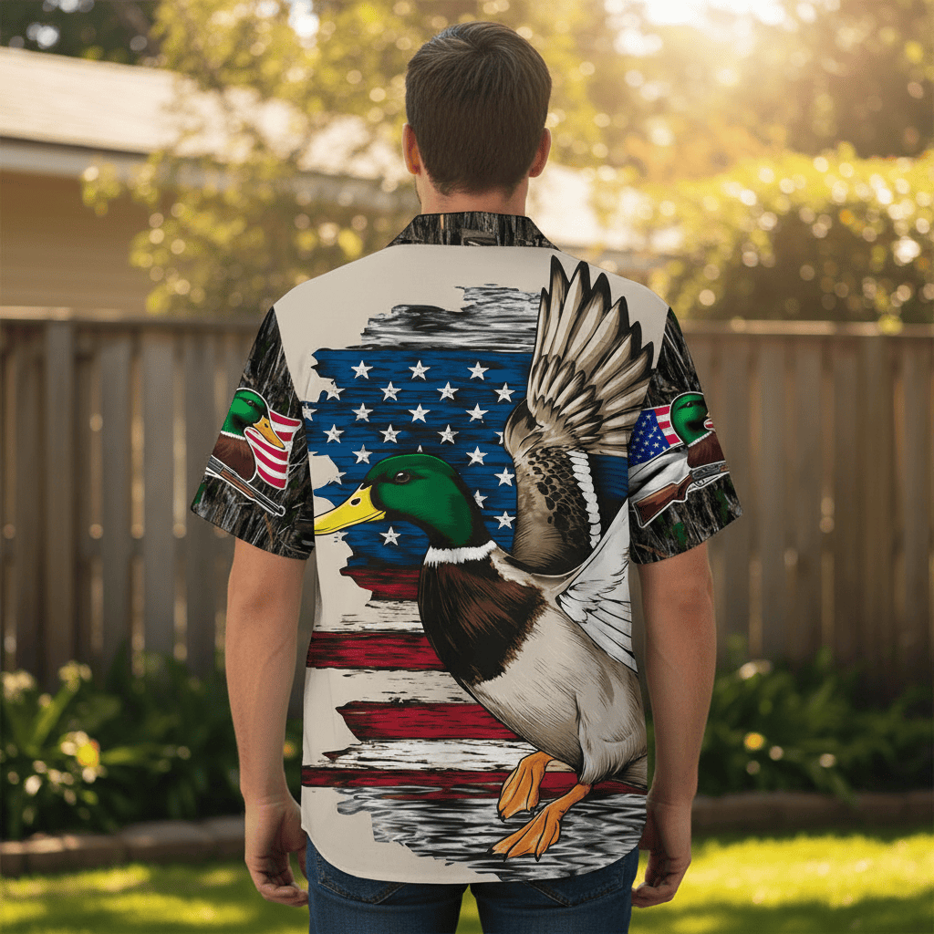 Vintage Mallard Duck Hunting Camo Hawaiian Shirt